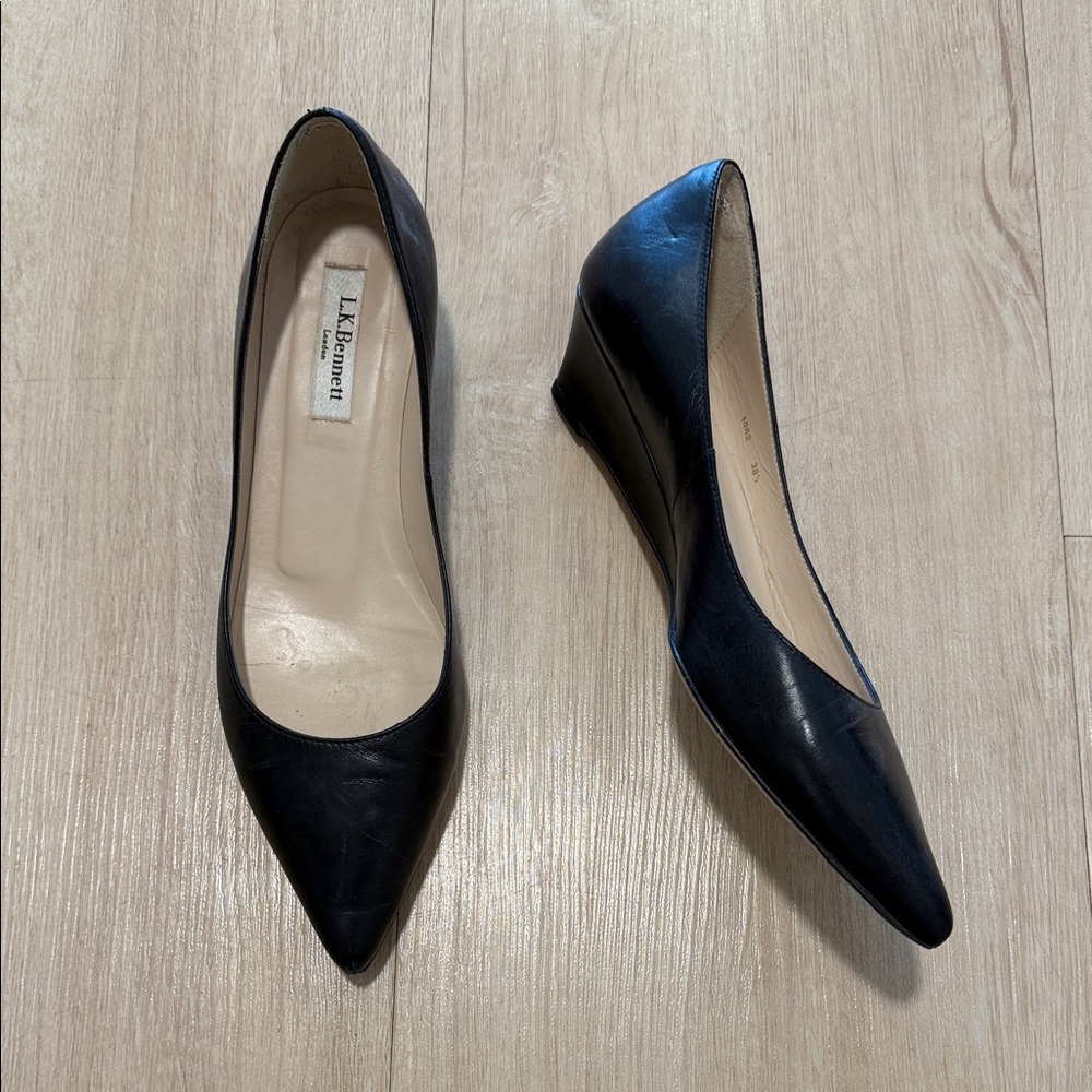 LK Bennett Black Leather Wedges